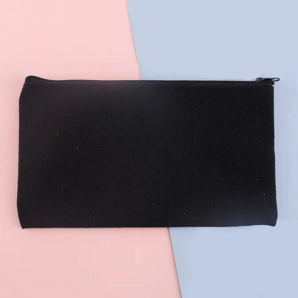 Canvas Pencil Case Simple Plain Zipper Stationery Pen Pouch Portable Lightweight School Supplies Storage Bag Back To School Gift